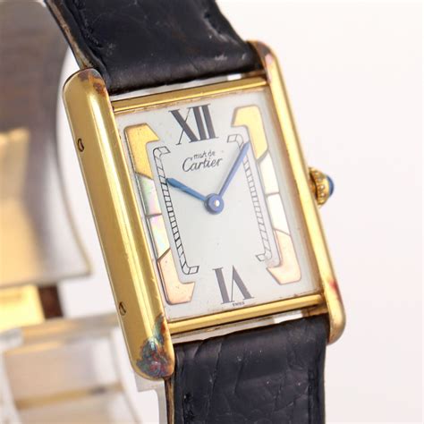 cartier tank watch for ladies|cartier vermeil tank quartz.